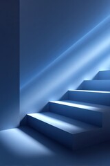 Poster - Modern abstract staircase with a minimalist design and glowing light accents