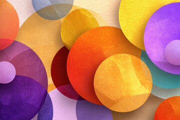 Poster - Abstract design with overlapping colorful circles and textured background