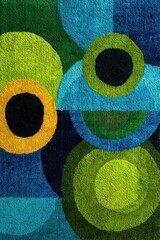Poster - Colorful abstract composition featuring overlapping green, blue, and black circular shapes