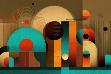 Poster - Abstract geometric artwork with bold colors and intricate patterns