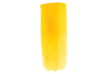 Poster - Bright yellow watercolor brushstroke forming vertical line, sweeping across transparent background with dynamic artistic energy