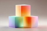 Three gradient cubes arranged in a balanced stack