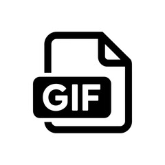 Aufkleber - Black and White GIF File Icon Demonstrating a Graphic Interchange Format File Extension