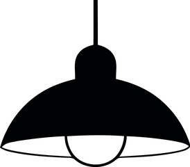 Poster - Minimalist Black and White Illustration of a Hanging Lamp Fixture with a Bulb and a Simple Design Style