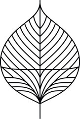 Aufkleber - Minimalist Leaf Illustration with Geometric Line Art Design on White Background for Nature and Eco Friendly Concepts and Creative Projects