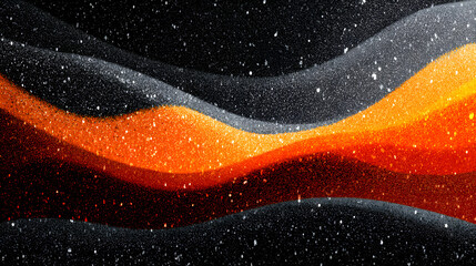 Poster - Grainy background, gray orange red white black abstract color wave noisy texture banner poster header cover design. Abstract color gradient background, film grain