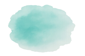 Leinwandbilder - Light green watercolor stain creating a soft, abstract texture with ample copy space, isolated on a transparent background