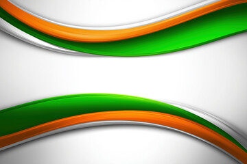 Poster - Colorful waves of orange and green on a white background create a vibrant design