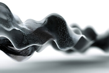 Poster - 3D wave lines pattern smooth curve flowing dynamic black isolated on white background for concept of technology, digital, science, music. Abstract wave line. Digital frequency equalizer