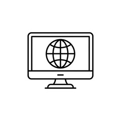 Poster - Global Communication Icon Displayed on Computer Monitor for Connection and Digital Communication