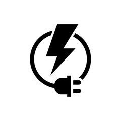 Poster - Energy Symbol Vector Power Electricity Icon Plug Thunderbolt and Electrical Connection, Modern Style