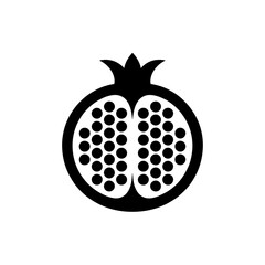 Poster - Stylized Half Pomegranate Icon Bold Black and White Simple Symbol Flat Design Graphic