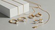 © ArtStock - Elegant gold diamond jewelry set on a white display box