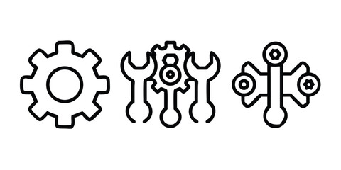 Fototapete - Comprehensive Set of Settings and Configuration Line Icons for User Interface Design Featuring Customizable Elements and Options on transparent background comprehensive set settings configuration line