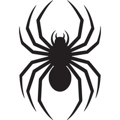 Poster - A minimalist graphic illustration of a black spider with eight legs on a light gray background on transparent background