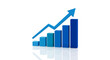 © YUDA - Minimalist 3D Blue Bar Graph with Growth