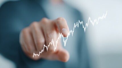 Poster - Man is pointing at a graph with a finger