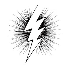 Poster - lightning bolt with radiating lines creating a dynamic and energetic effect on transparent background