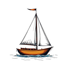 Poster - a digitally created image of a small sailboat on water against scene on transparent background