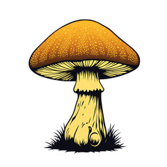 Poster - illustration of a mushroom with a brown cap and yellow stem against artful on transparent background