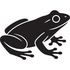 Poster - A simple black silhouette of a frog with a white background in a minimalist style illustration on transparent background
