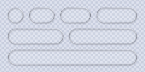 Aufkleber - Glass framework set on transparent background, liquid glass vector. Clear buttons and banners in various shapes for web design.