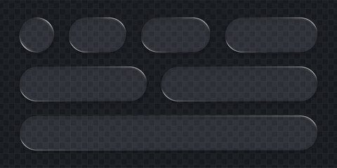 Aufkleber - Liquid glass vector design element set with various blank buttons and transparent shapes for modern ui ux display.