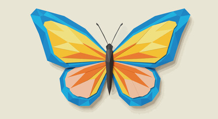 Poster - Geometric butterfly illustration, colorful polygonal design featuring vibrant wings