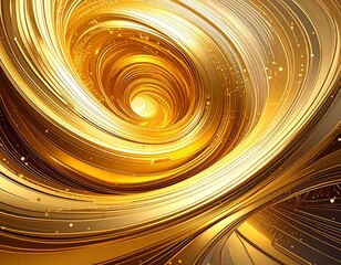 Poster - Abstract Golden Swirl Tunnel with Light Background Metallic Structure
