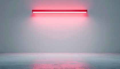 Poster - Red Neon Light Fixture Illuminating a Modern Wall in an Abstract Setting