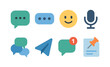 © smile3377 - Colorful communication icons with chat bubble, microphone, and notification alert