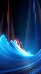 Poster - Flowing lines in vibrant abstract pattern of blue, purple, red and orange on dark background create wave effect in bright, dynamic display.