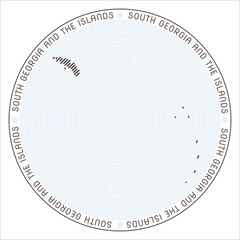 Poster - South Georgia and the Islands round logo design. Country shape build of rings. South Georgia and the Islands text around the country. Vector Illustration.