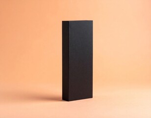 Aufkleber - Black Geometric Block Standing Vertically Against Light Orange Background Minimal
