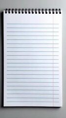 Poster - Blank lined spiral notebook with white pages against gray backdrop for school, work, or office supplies and creative writing
