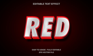 Poster - Editable Text effect template 3d bold red neon glow typeface