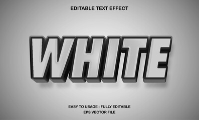Poster - Editable Text effect template 3d bold white black glossy typeface