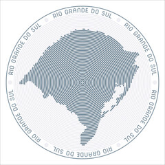 Poster - Rio Grande do Sul round logo design. State shape build of rings. Rio Grande do Sul text around the state. Vector Illustration.