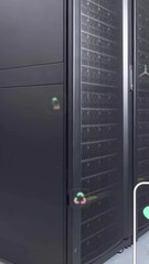 Poster - Animation of eco icons and data processing over computer servers