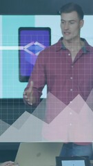 Poster - Animation of financial data processing over diverse business people in office