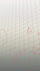 Poster - Animation of mathematical diagrams and equation over grid pattern against abstract background