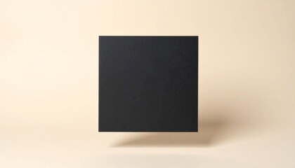 Aufkleber - Black Square Card Mockup on Beige Background in Studio Setting for Branding