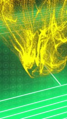 Poster - Yellow abstract animation over green sports field with goalposts