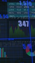 Poster - Financial data and analytics animation over various charts and graphs