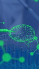 Poster - Animation of data processing over scientist with test tubes in lab