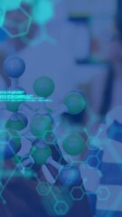 Poster - Animation of data processing and chemical formula over diverse schoolchildren and teacher