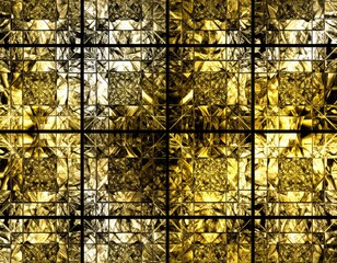Poster - Abstract Golden Geometric Pattern with Square and Line Design Detailed Texture