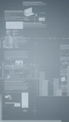 Poster - Animation of screens with statistical data processing against grey background