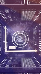 Poster - Animation of bar graph icon over interface with data processing against network of connections