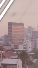 Poster - Animation of statistical data processing against aerial view of cityscape